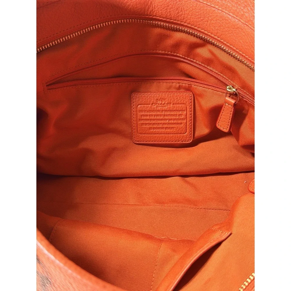 Coach Orange Leather Street Zip‎ Tote Casual Large Shoulder Bag (A2955)
